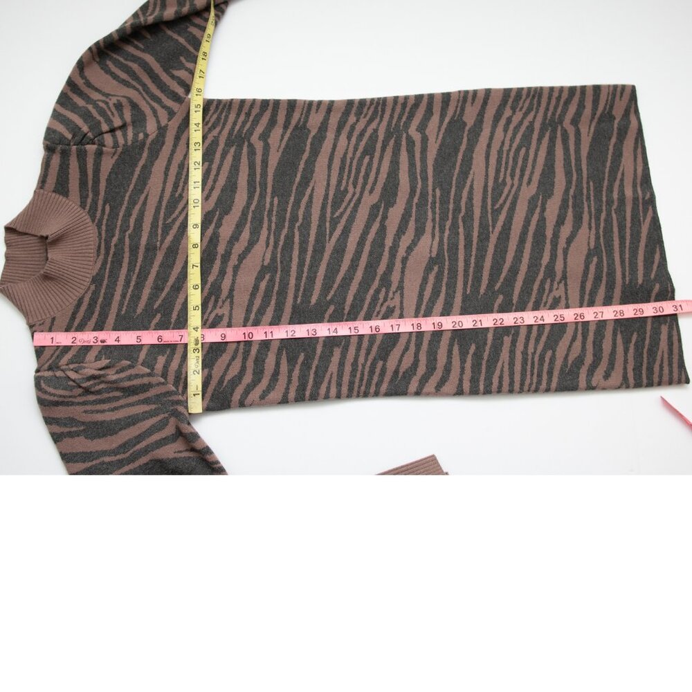 Heartloom Lari Dress Mini Tiger Print Jacquard Knit Long Sleeve Brown XS New - Picture 8 of 8